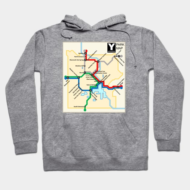 Yellowstone National Park Metro Style Map Hoodie by IORS